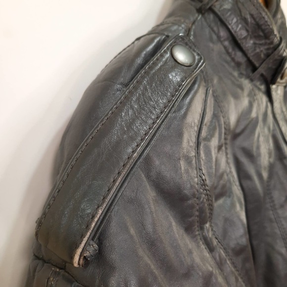 Vintage Members Only| 1980s Gray Leather Bomber Jacket Sz 40 - Picture 8 of 15